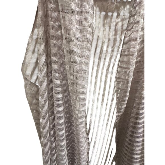 🍒 2/$20 🍒 Silver Striped Sheer Cascading Front Cardigan OS - Picture 2 of 6